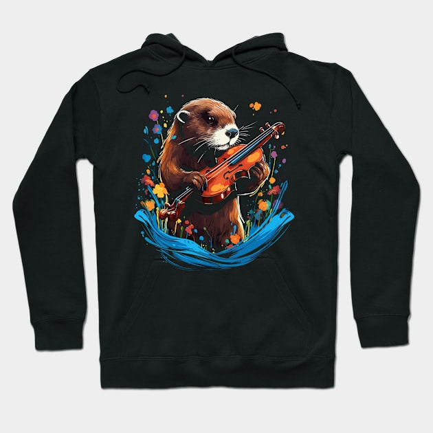 Otter Playing Violin Hoodie by JH Mart